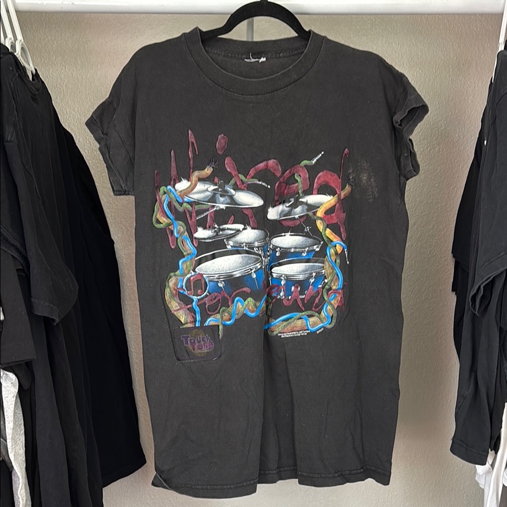 Vintage Rare Touch Tone Drum Print Black Graphic T-Shirt Men’s Muscle L
